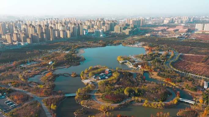 阜阳航拍-阜阳岳家湖公园航拍 阜阳公园