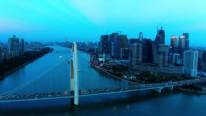 4k广州天河区猎德大桥航拍拍摄
