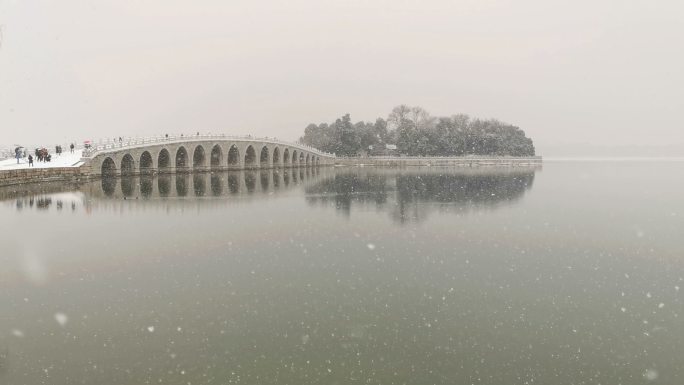 北京颐和园冬季大雪视频