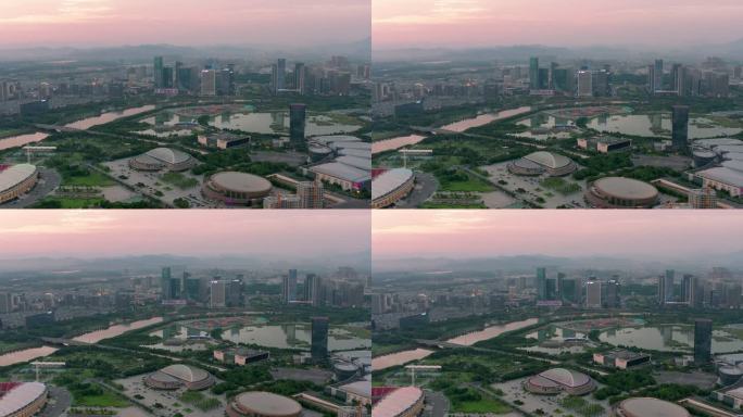义乌城市地标建筑风光大场景4K航拍