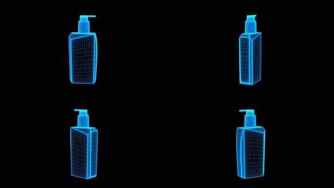 【原创】蓝色线框全息科技洗发水动画带通道