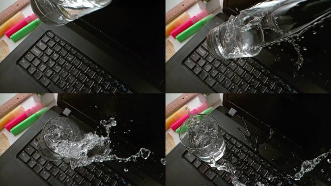 一杯水落在键盘上数码造型立体