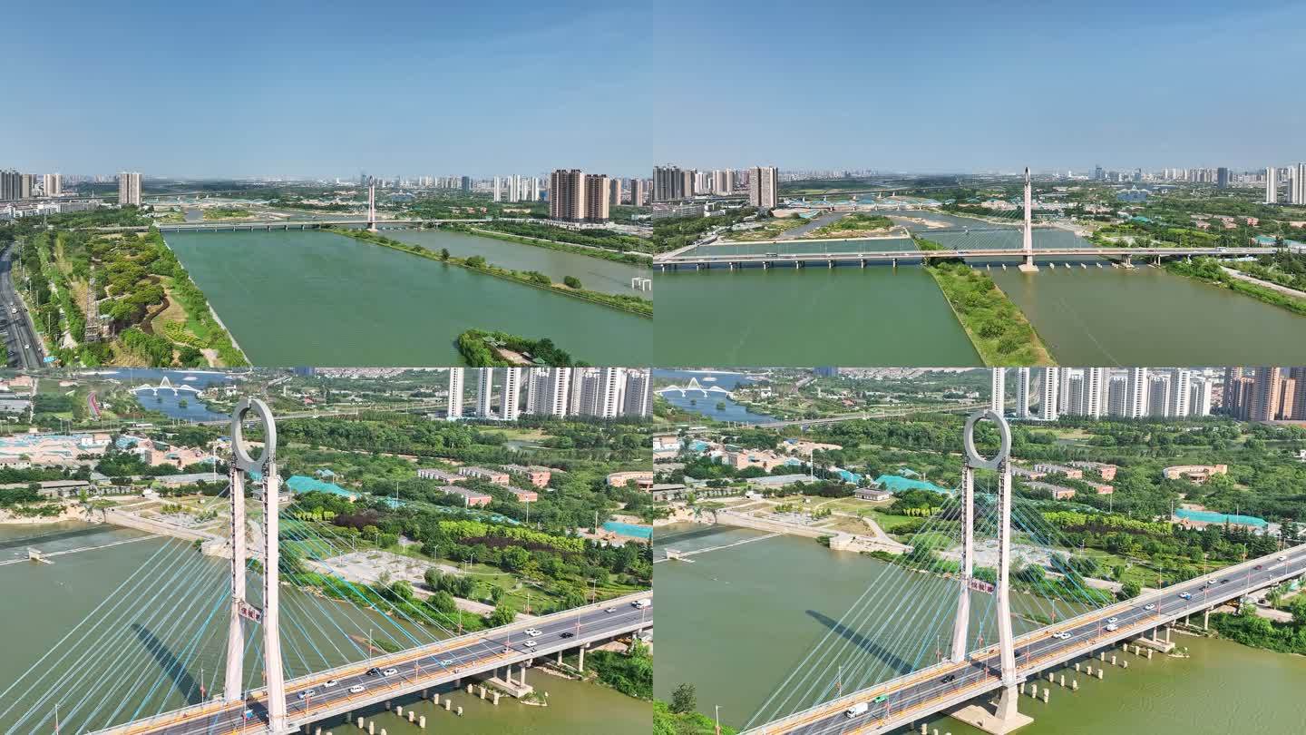 航拍咸阳渭城桥