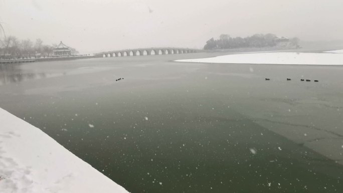 北京颐和园冬季大雪视频