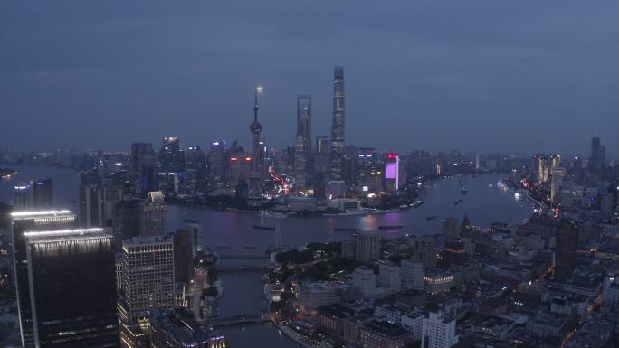 上海苏州河外滩陆家嘴夜景航拍4KDlog