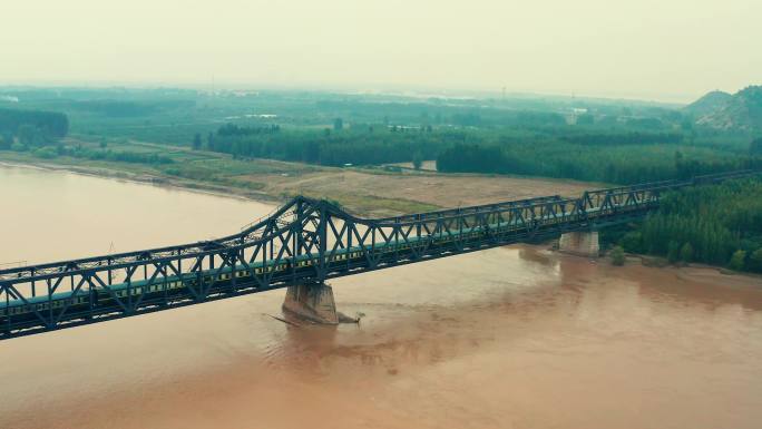 航拍济南泺口黄河大桥