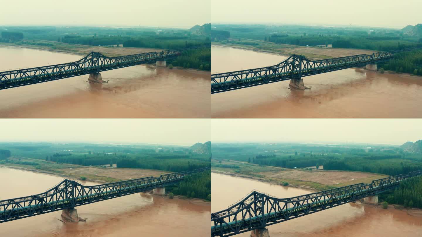 航拍济南泺口黄河大桥