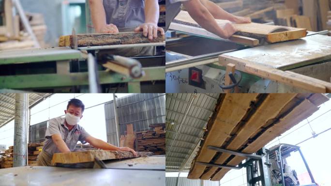 【4K】 电锯 锯木材 木器厂