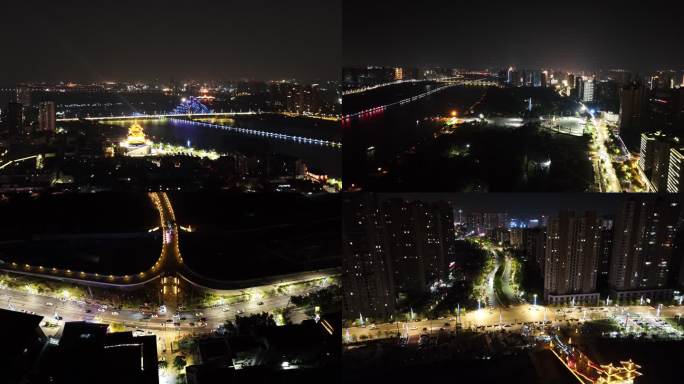 航拍咸阳 城市夜景
