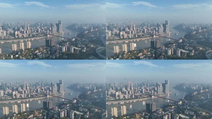 航拍清晨的重庆渝中半岛鸟瞰重庆