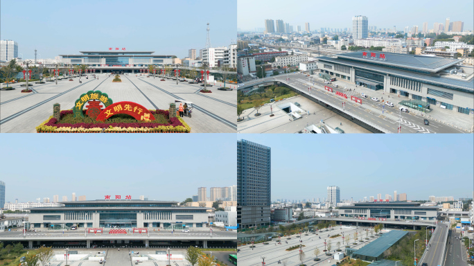 4K南阳火车站全角度广场视频素材60帧