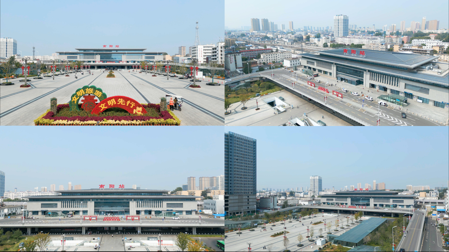 4K南阳火车站全角度广场视频素材60帧