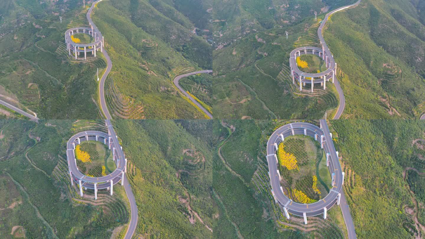 航拍太原天龙山旅游公路