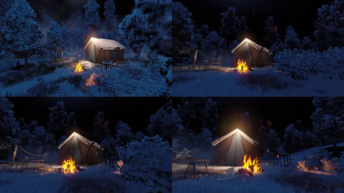 户外雪地帐篷露营