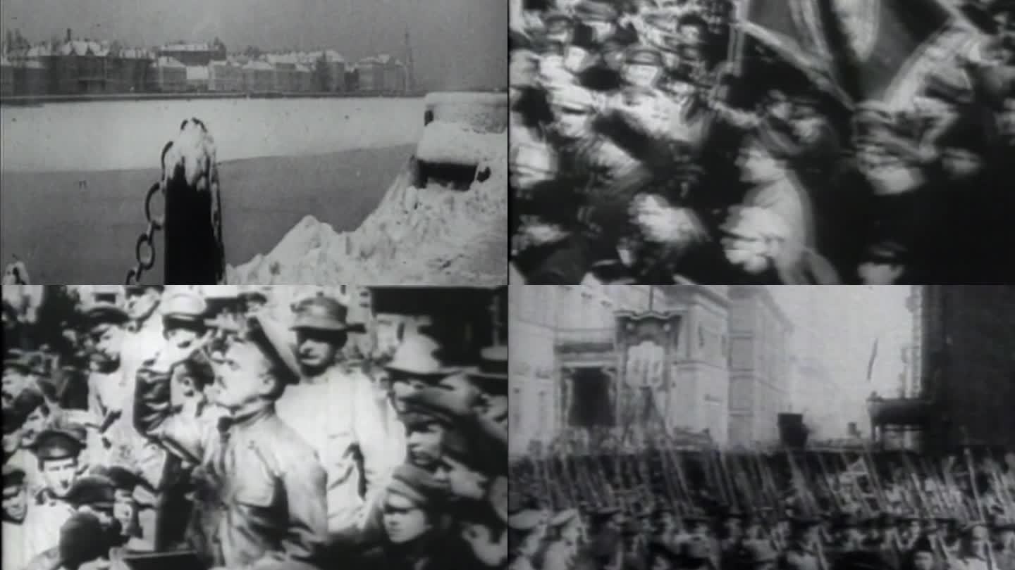 上世纪苏联 雪景 罢工游行 新政府成立