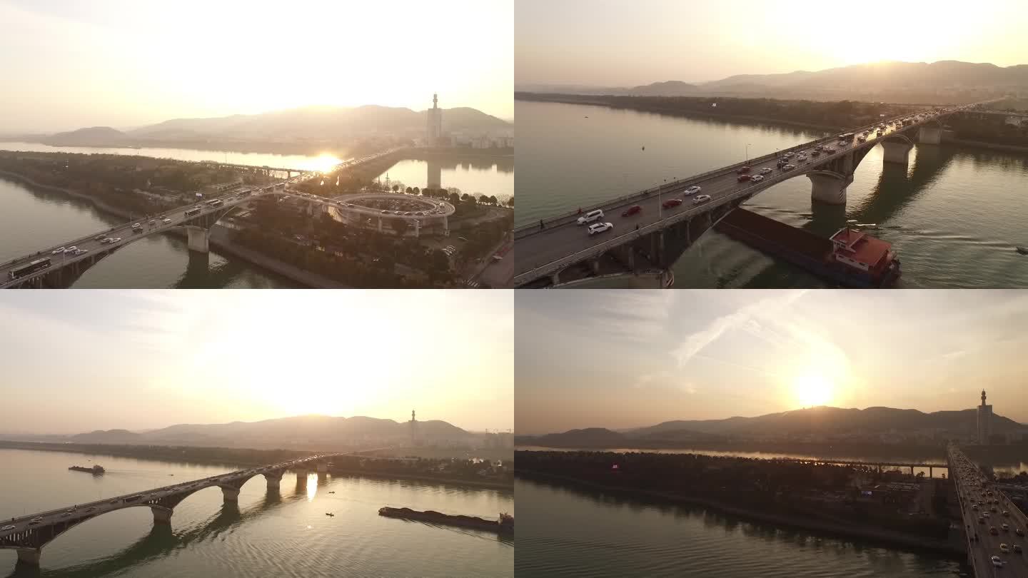 橘子洲大桥夕阳空镜