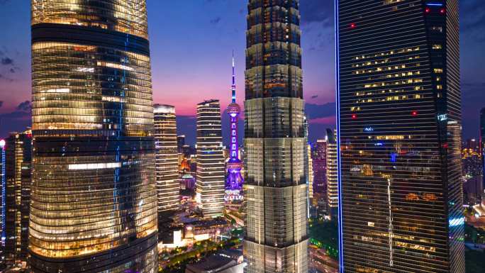 上海金融高楼大厦夜景