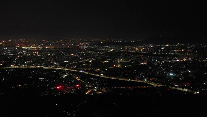 泉州市区夜景航拍500米高空泉州城市大景