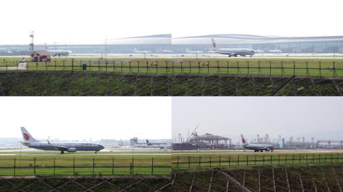 重庆机场飞机起飞推出