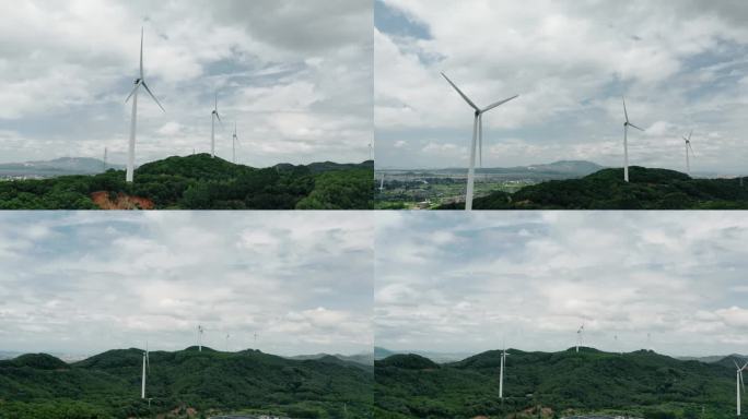4K 高山上风车风力发电绿色新能源