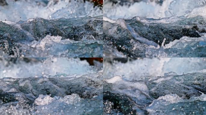 斯洛-莫：水从小溪的小瀑布中溅起
