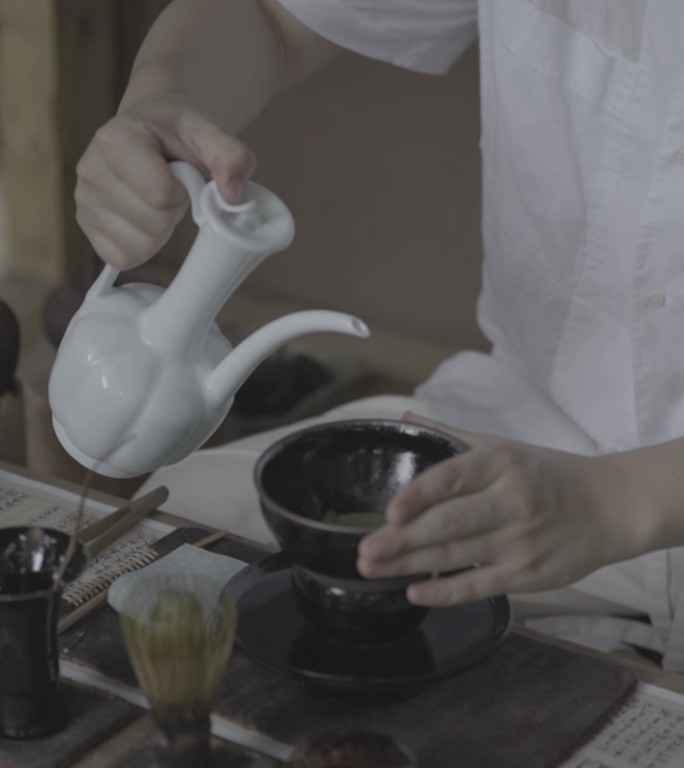 竖屏宋代点茶建盏瓷器仪式感新中式抹茶