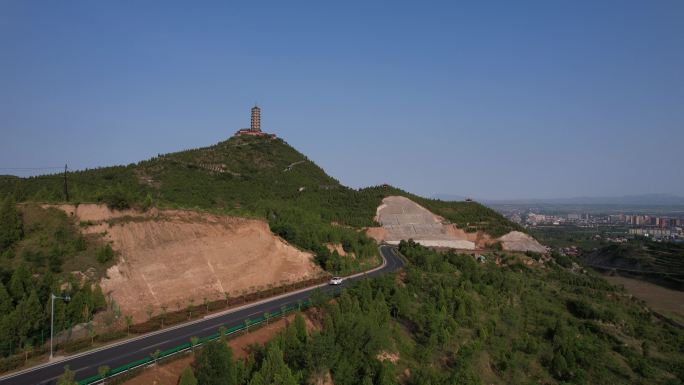 山西旅游夏县瑶台山彩虹路4K航拍