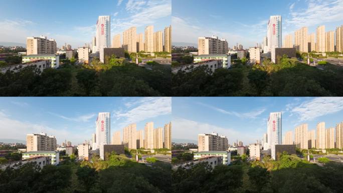 江西九江现代城市建筑光影变化和云延时
