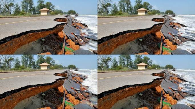 海边海水侵蚀过程中道路的破坏