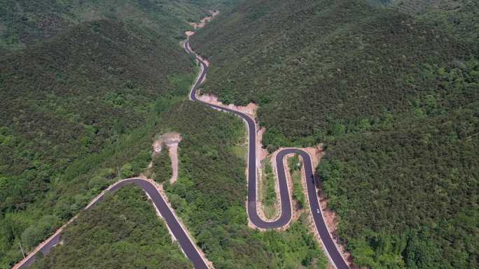 山西旅游夏县农村公路蜿蜒4K航拍