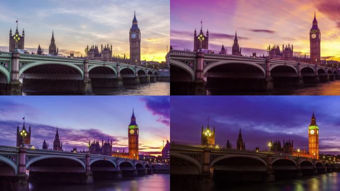 大本钟，从白天到夜晚的完美过渡，英国伦敦