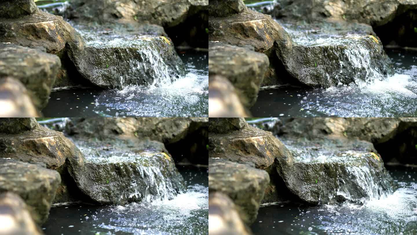 日本花园瀑布小溪流小水流
