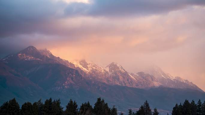 丽江玉龙雪山延时摄影空境素材