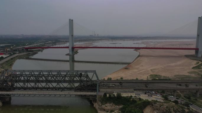 山西旅游河津龙门大桥4K航拍