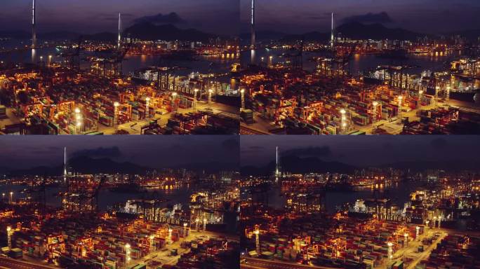 昂船洲大桥香港港口工业区无人机视图