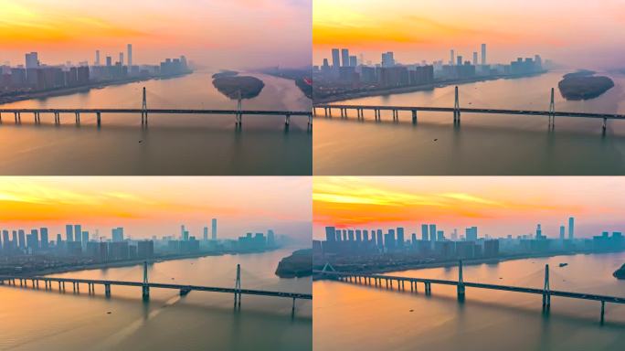 湖南长沙银盆岭大桥航拍延时摄影