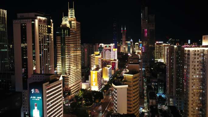 深圳航拍夜景 福田华强北