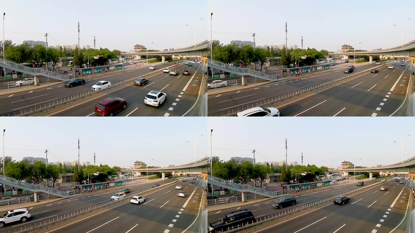 北京德胜门桥车流量延时摄影