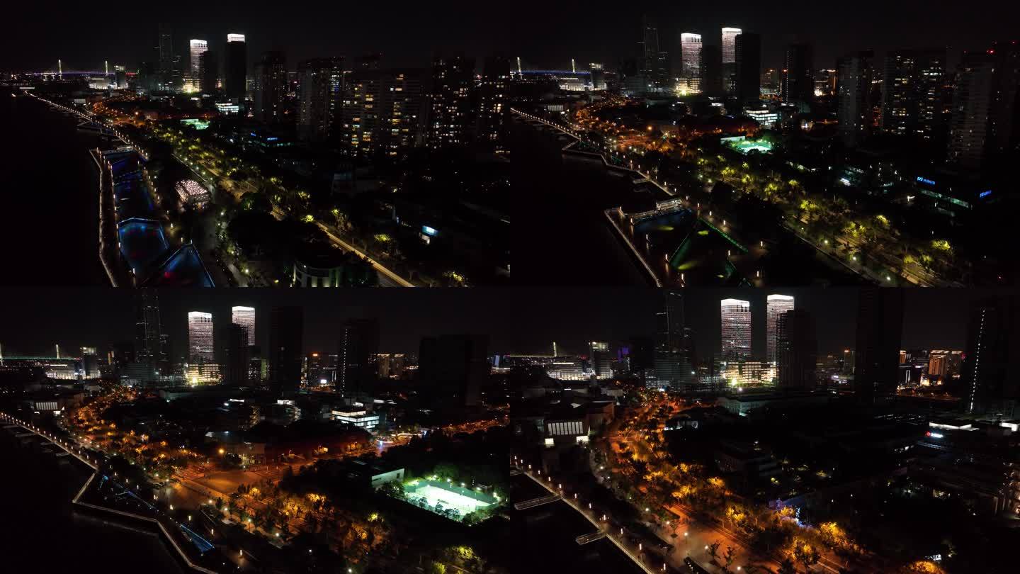4K原素材-航拍上海徐汇滨江西岸商圈
