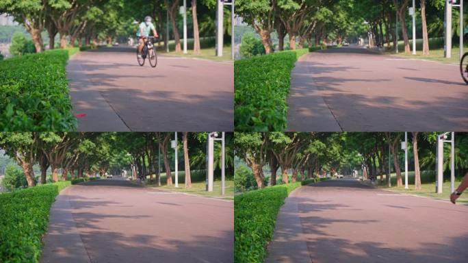 4K正版-深圳湾公园步道骑行散步的人01
