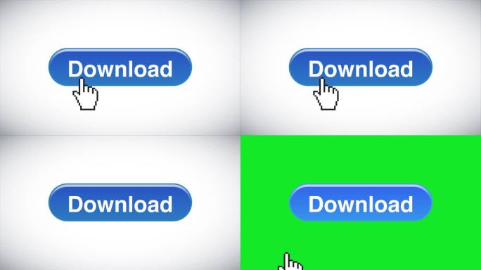 蓝色下载网页界面按钮点击鼠标光标4K股票视频
