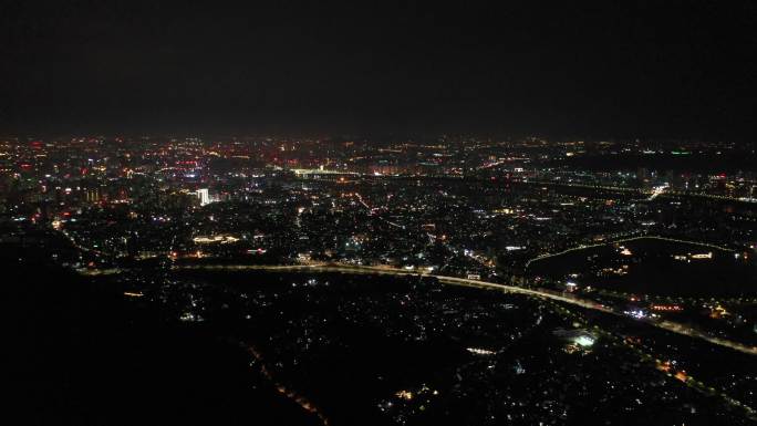 泉州市区夜景航拍500米高空泉州城市大景