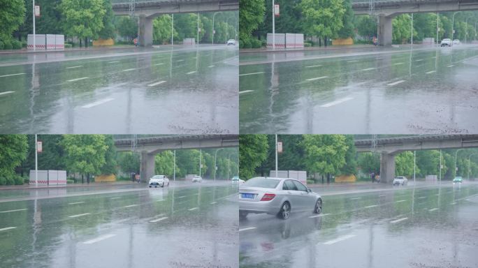 下雨天马路空镜头