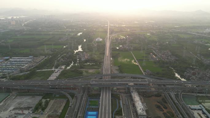 杭州城市交通道路和火车轨道