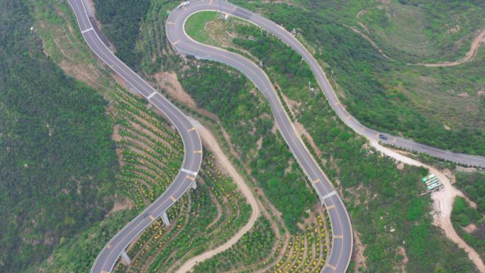 航拍太原天龙山旅游公路