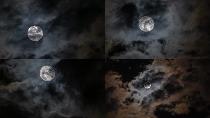 月 彩云追月 黑夜 月亮