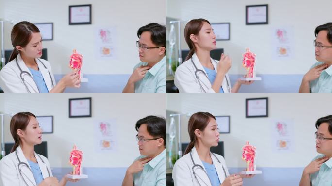医生解释耳鼻喉科模型