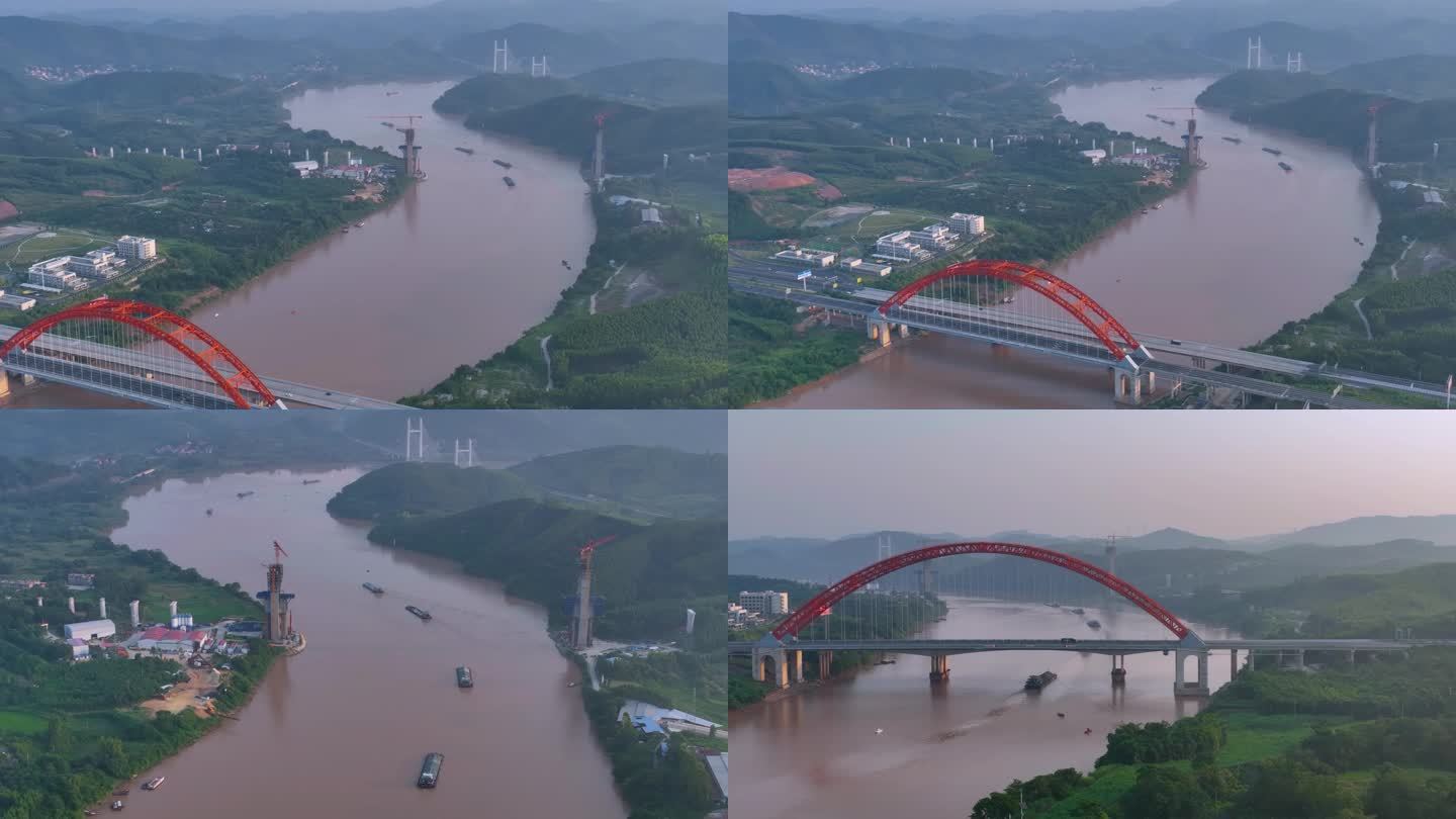 4K航拍南宁六律大桥自然风光