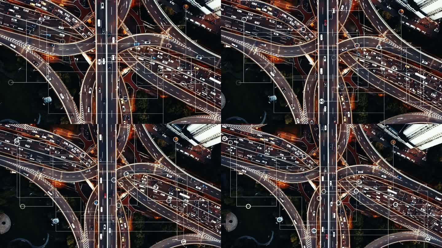 未来智能交通卫星定位导航航拍鸟瞰车辆互联