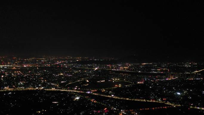 泉州市区夜景航拍500米高空泉州城市大景